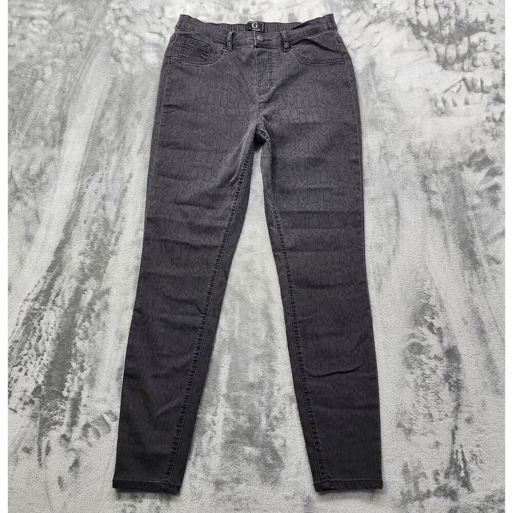 NEW G by Giuliana Jeans‎ Womans 12 Black Gray Snake Print G-Soft Stretch Jegging